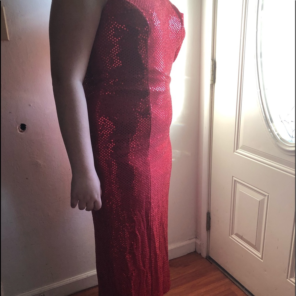 Long Red Sequin Prom Dress Size 8